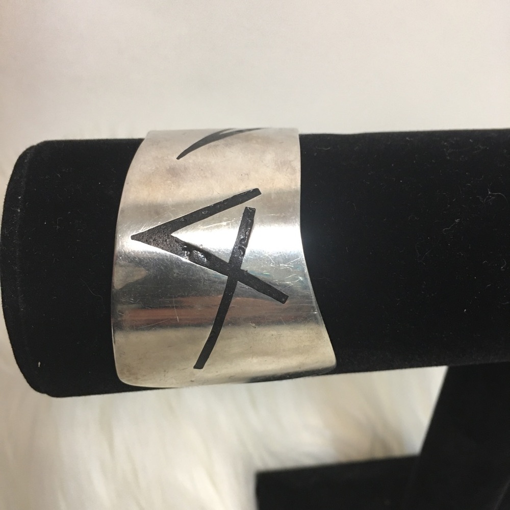 Sterling Silver Solid Wide Cuff Bracelet - image 5